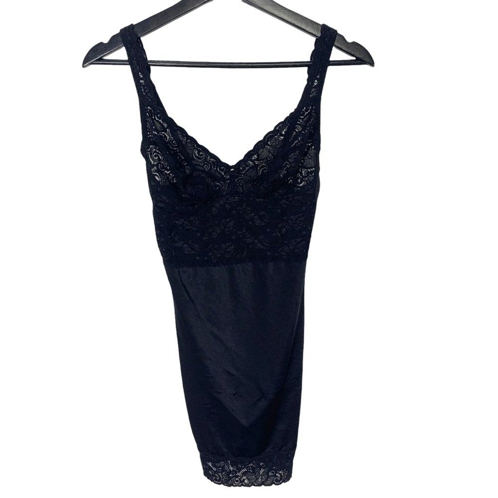 Vintage 60s Flexees Black Open Botton Built in Gusset Antron Lace Shapewear Smal